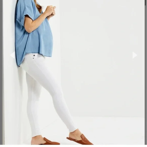 AG Adriano Goldschmied Maternity The Stilt Rollup White 27 Jeans Denim Summer - Picture 1 of 11